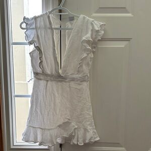 Selfie Leslie White Ruffle Mini Dress